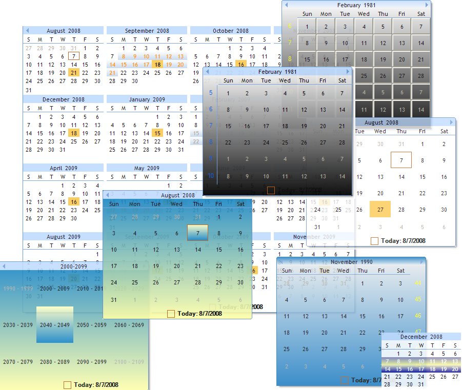 DBI Date Multi Calendar Control Studio Controls DBI